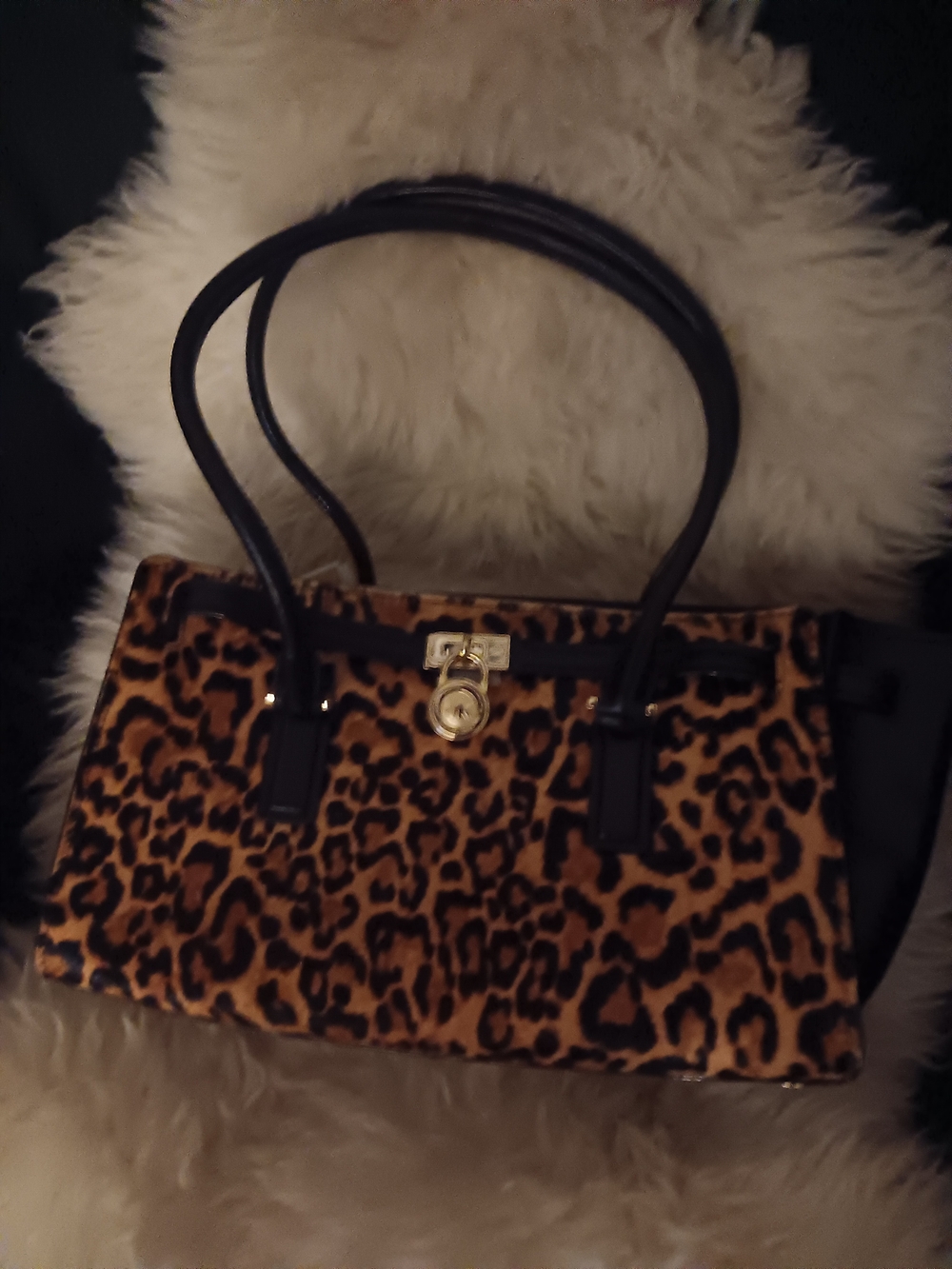 Michael Kors Hamilton Leopard Print Tote with Gold Lock